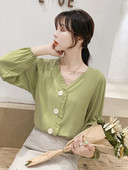 Női alkalmi ing széles modell fehér zöld és piros színben