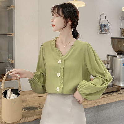 Női alkalmi ing széles modell fehér zöld és piros színben