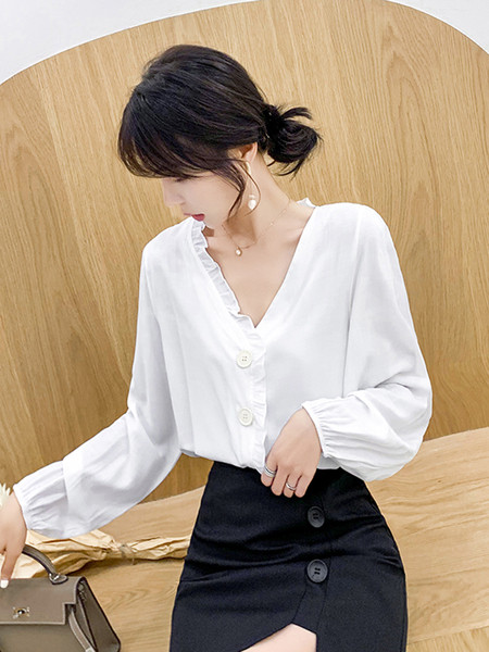 Női alkalmi ing széles modell fehér zöld és piros színben