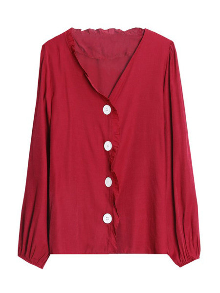 Női alkalmi ing széles modell fehér zöld és piros színben