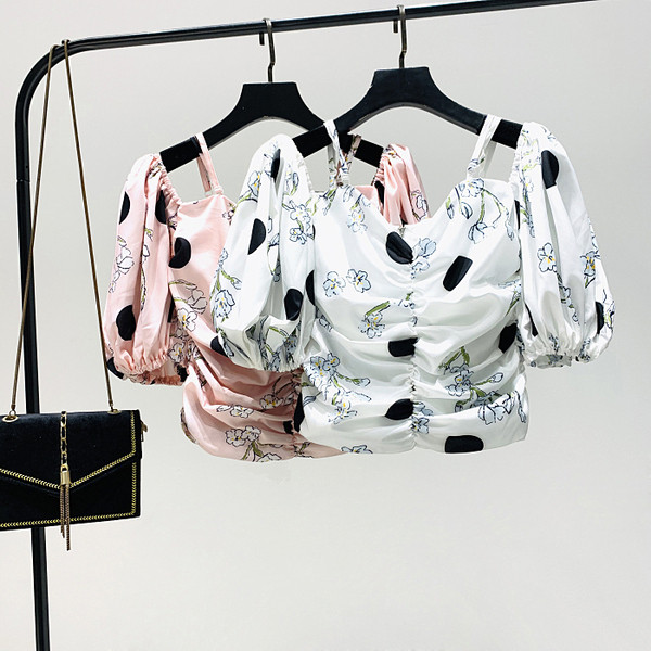 Moderna sieviešu blūze ar atkailinātiem pleciem, 3/4 punktu piedurknēm