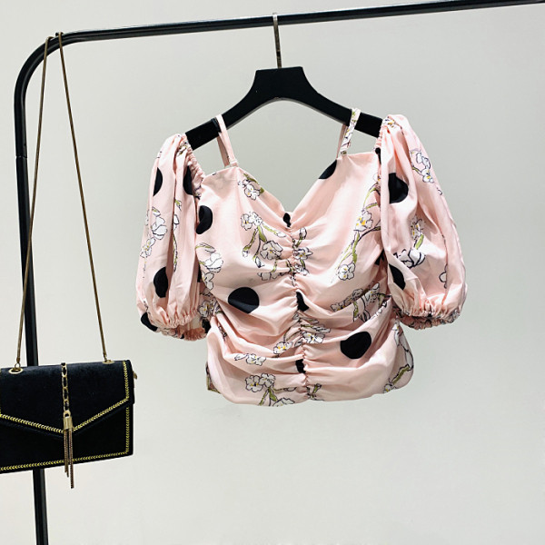 Moderna sieviešu blūze ar atkailinātiem pleciem, 3/4 punktu piedurknēm