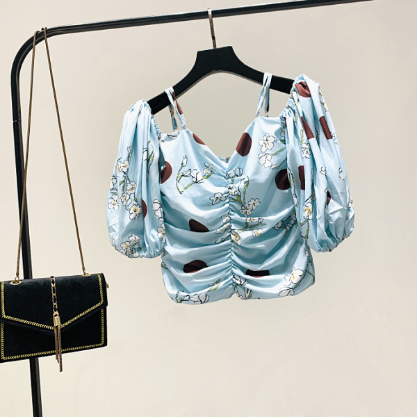 Moderna sieviešu blūze ar atkailinātiem pleciem, 3/4 punktu piedurknēm