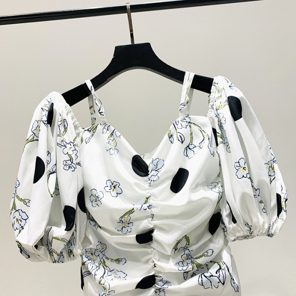 Moderna sieviešu blūze ar atkailinātiem pleciem, 3/4 punktu piedurknēm