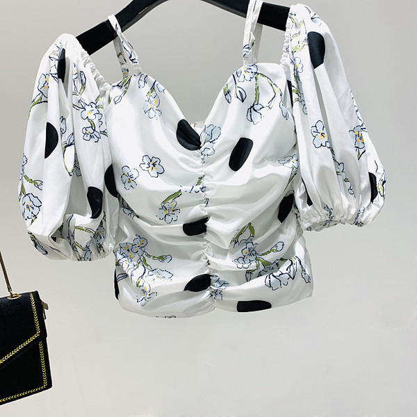 Moderna sieviešu blūze ar atkailinātiem pleciem, 3/4 punktu piedurknēm