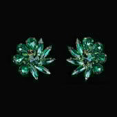 Елегантни дамски обеци с бял и зелен камък