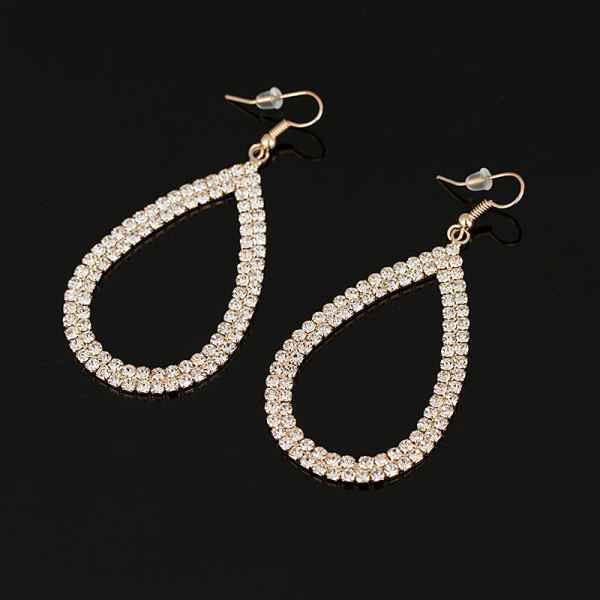 Елегантни дамски висящи обеци с  камъни 