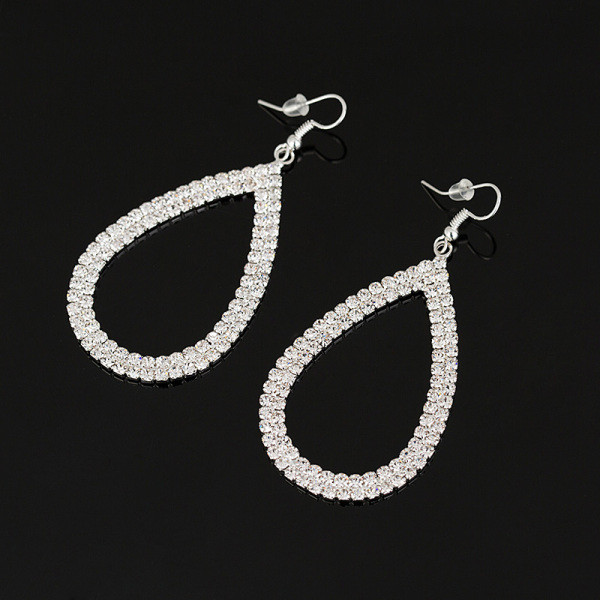 Елегантни дамски висящи обеци с  камъни 