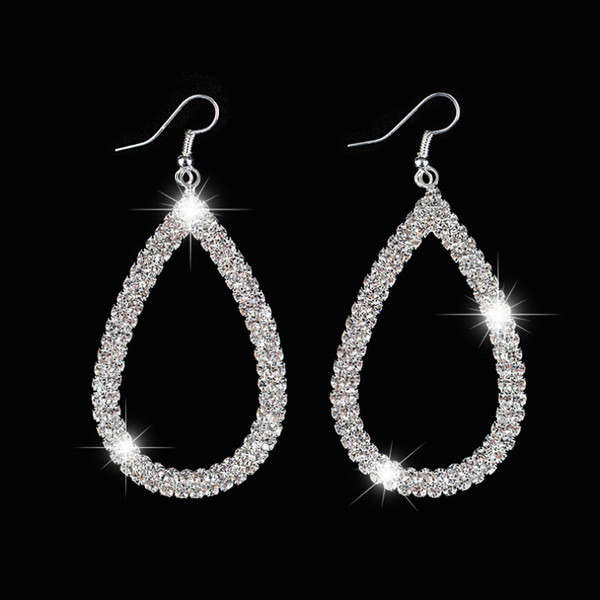 Елегантни дамски висящи обеци с  камъни 