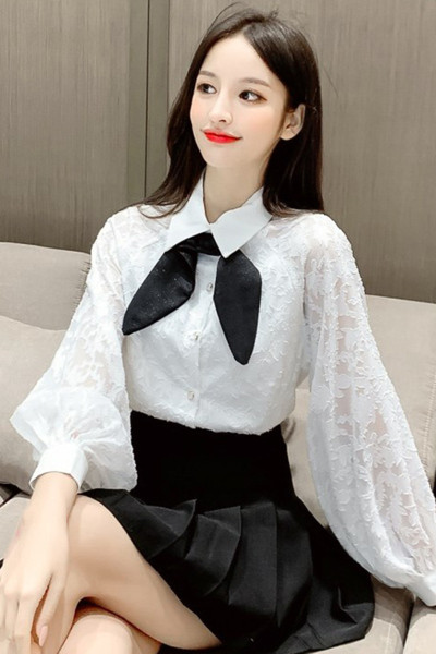 Női csipke ing klasszikus gallérral