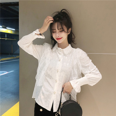 Sieviešu moderns mežģīņu krekls baltā un melnā krāsā