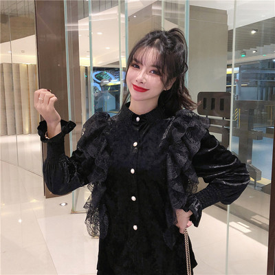 Sieviešu moderns mežģīņu krekls baltā un melnā krāsā