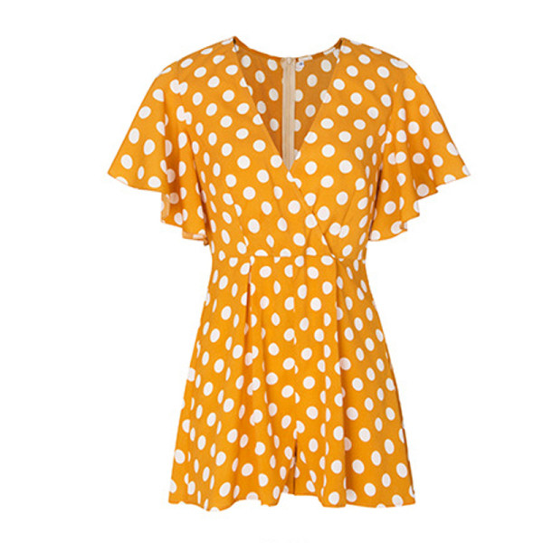 Alkalmi női rövid jumpruha mély nyakkivágással és rövid ujjakkal