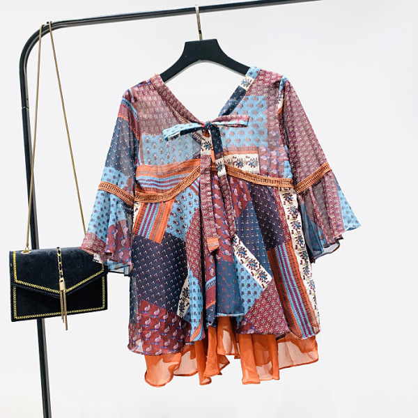 Rochie de dama colorata model nou cu decolteu spitz si maneci 3/4 - model lat