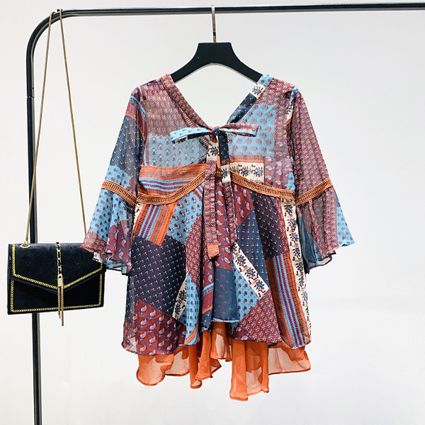 Rochie de dama colorata model nou cu decolteu spitz si maneci 3/4 - model lat