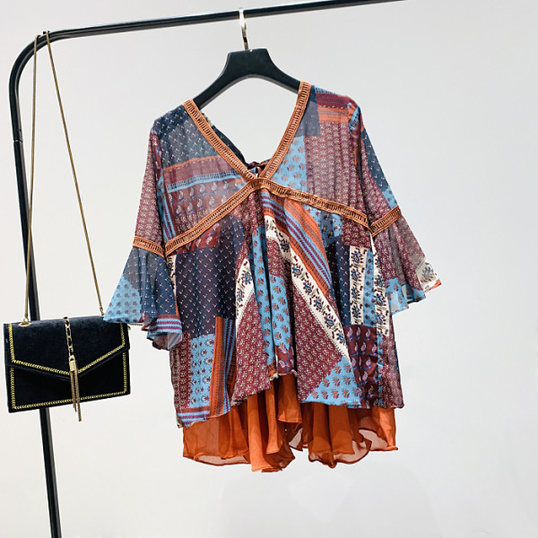 Rochie de dama colorata model nou cu decolteu spitz si maneci 3/4 - model lat