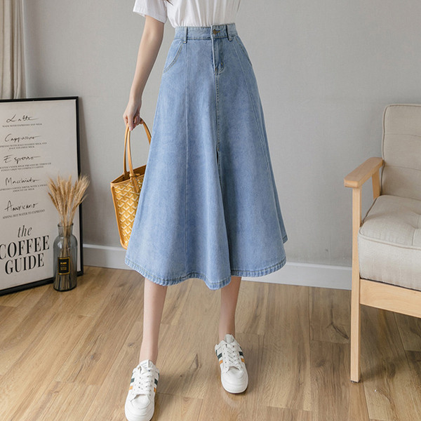 Fusta din blugi de dama croiala cu talie inalta