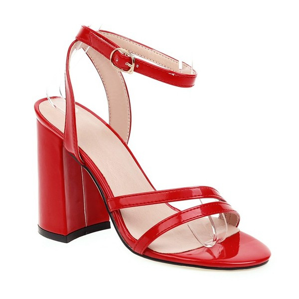 Sieviešu sandales ar augstu biezu papēdi un lencēm