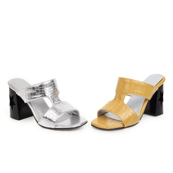 Női alkalmi papucs eko bőrből, magassarkúval