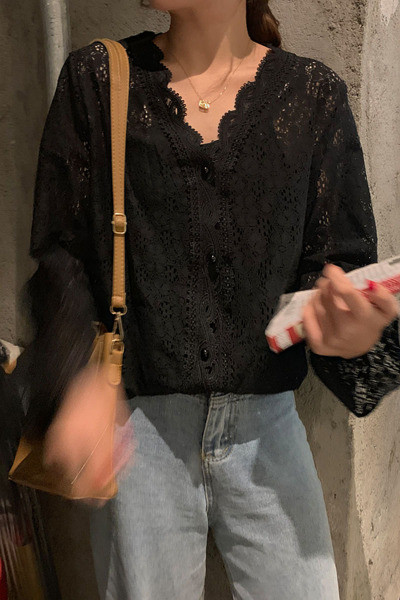 Női alkalmi csipke ing széles modell