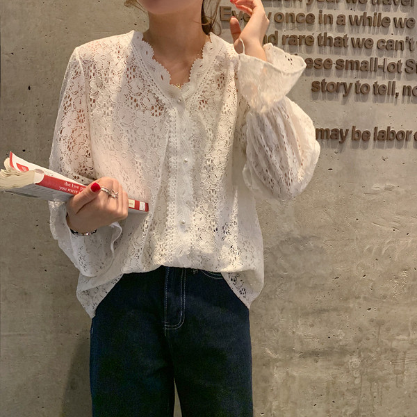 Női alkalmi csipke ing széles modell
