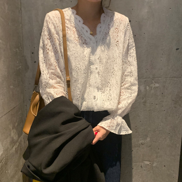 Női alkalmi csipke ing széles modell