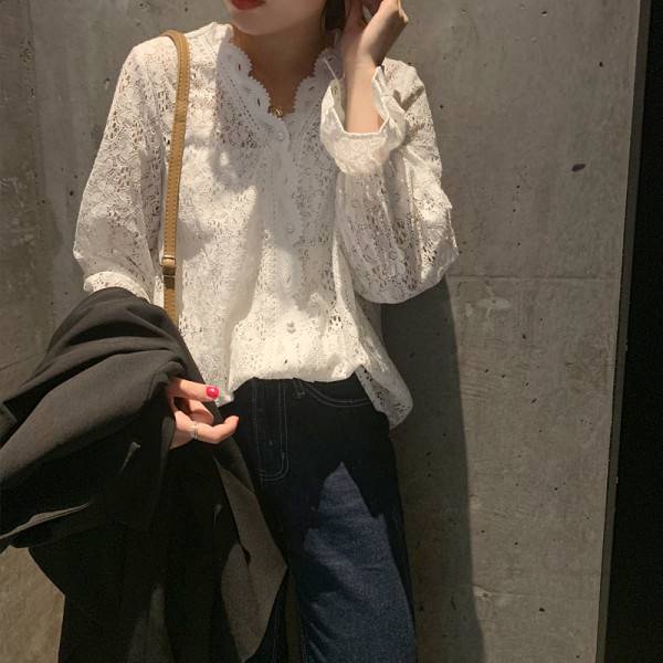 Női alkalmi csipke ing széles modell