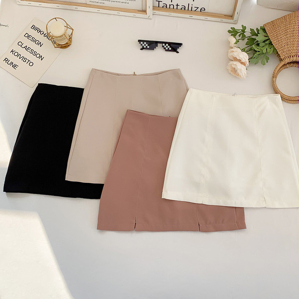 Moodne kõrge vöökoha ja lõhikutega naiste seelik