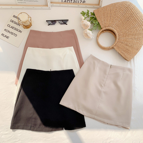 Moodne kõrge vöökoha ja lõhikutega naiste seelik