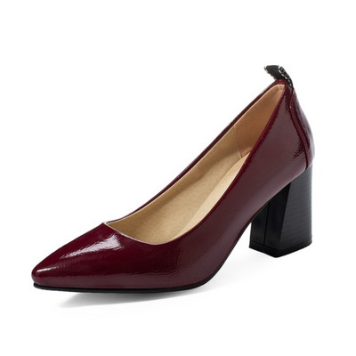 Moteriški smailūs batai žemu storu kulnu