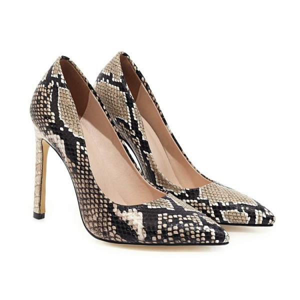 Elegantiški moteriški batai su gyvatės raštu ir aukštakulniais