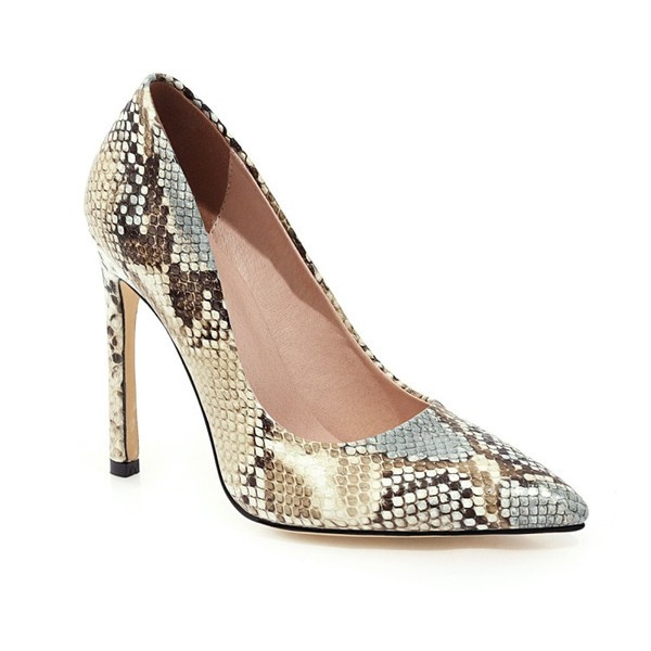 Elegantiški moteriški batai su gyvatės raštu ir aukštakulniais