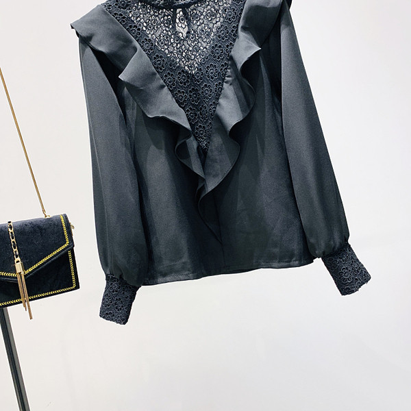 Új modell női ing csipkegallérral és fodrokkal