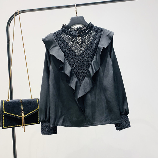 Új modell női ing csipkegallérral és fodrokkal