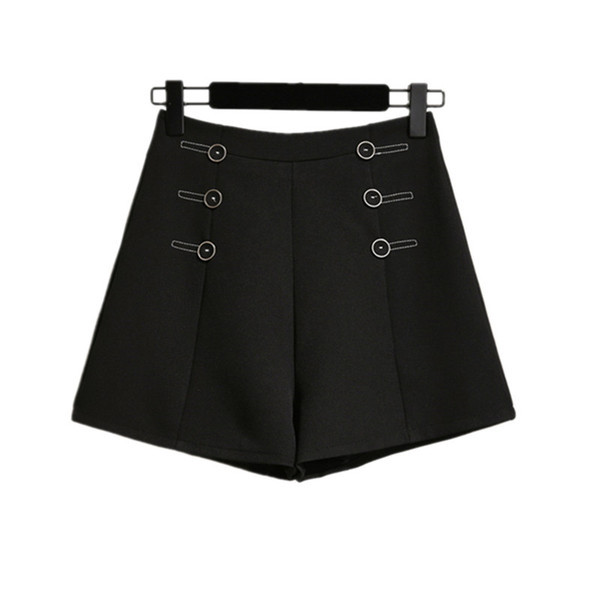 Стилни къси дамски панталони широк модел с висока талия