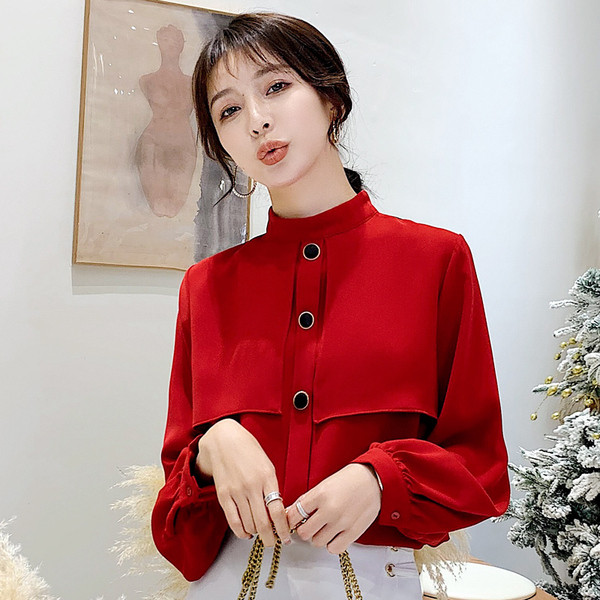 Cămașă elegantă de damă cu mâneci lungi în trei culori