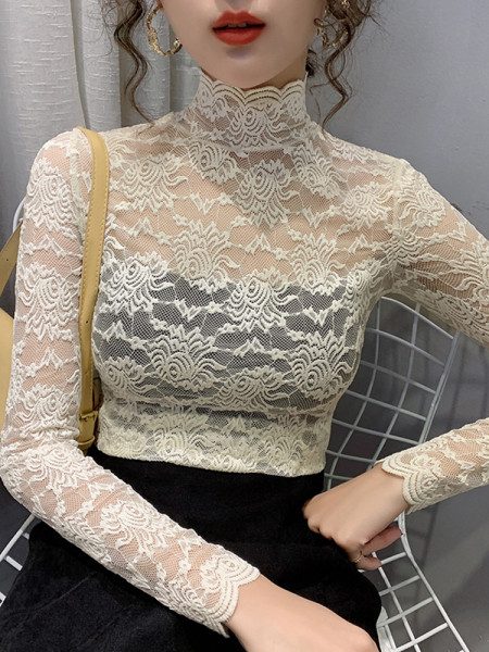 Дамска модерна дантелена блуза втален модел
