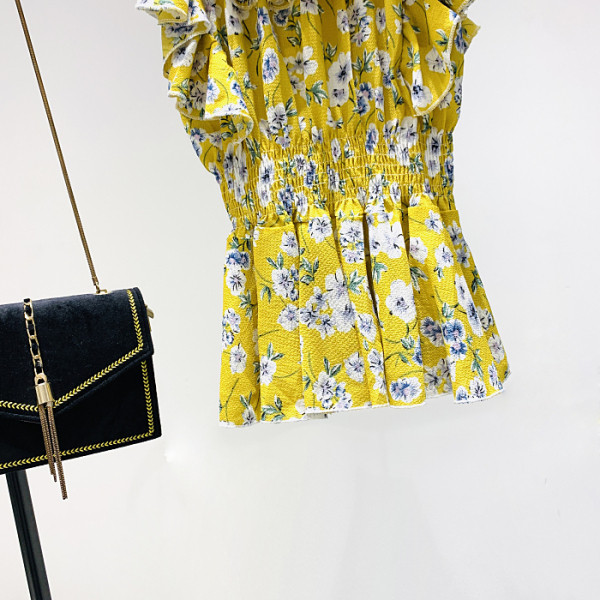 Maieu de dama model nou cu decolteu barca si motiv floral