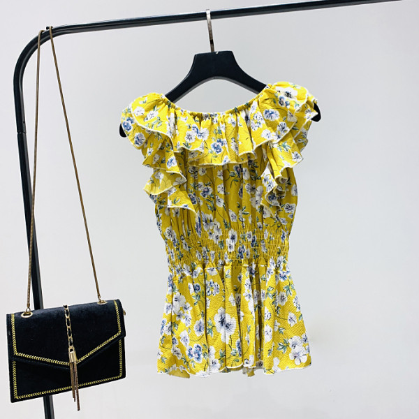 Maieu de dama model nou cu decolteu barca si motiv floral