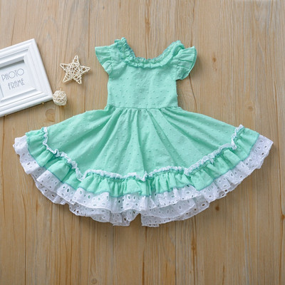 Модерна детска рокля с тънки презрамки и квадратно деколте