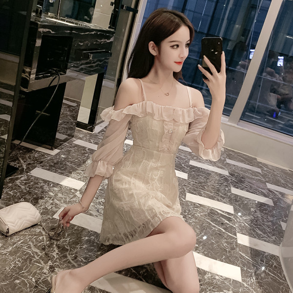 Rochie de dama eleganta cu bretele si maneci 3/4