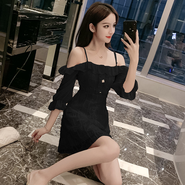 Rochie de dama eleganta cu bretele si maneci 3/4