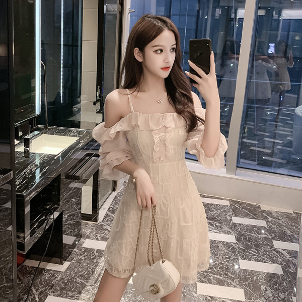 Rochie de dama eleganta cu bretele si maneci 3/4