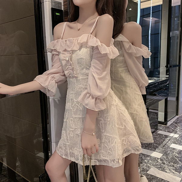 Rochie de dama eleganta cu bretele si maneci 3/4