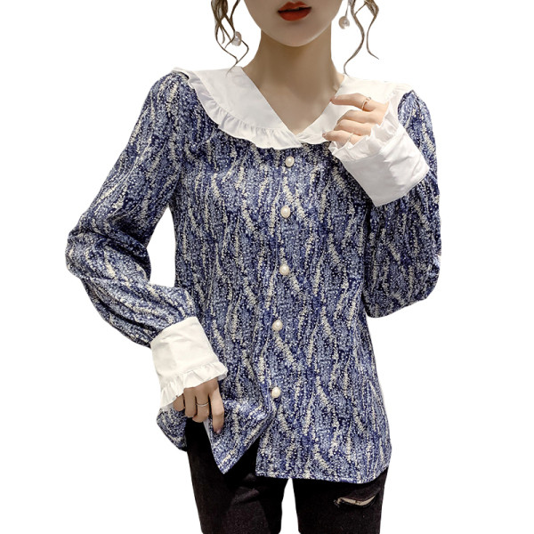 Retro stiliaus moteriški marškiniai ilgomis rankovėmis ir špico iškirpte