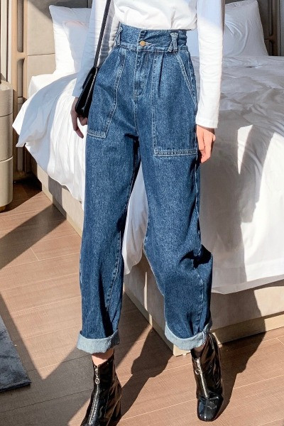 Model nou de blugi dama lati cu talie inalta si buzunare