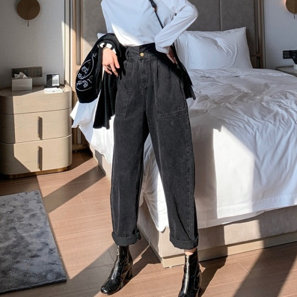 Model nou de blugi dama lati cu talie inalta si buzunare