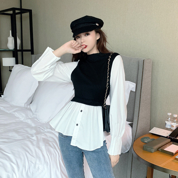 Retró női ing kötött mellénnyel