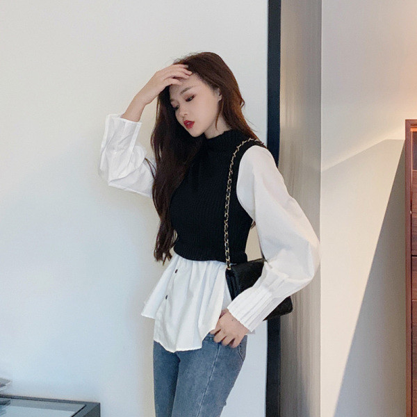 Retró női ing kötött mellénnyel