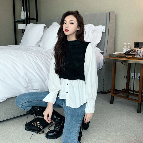 Retró női ing kötött mellénnyel